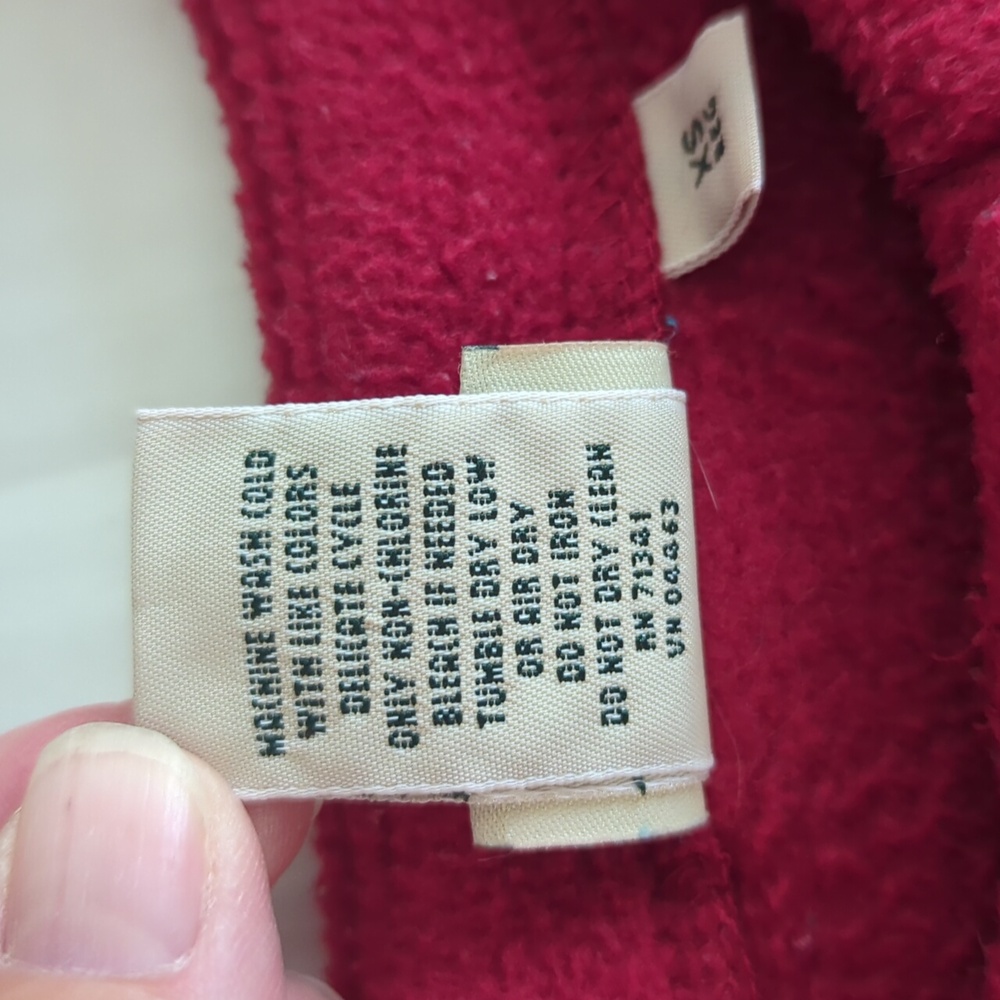 L.L. Bean Fleece Floral Button Up Embroidered Cardigan Sweater XS Regular Red - Picture 11 of 16